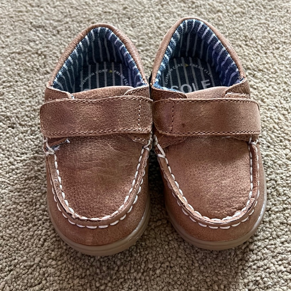 Kids Tan Suede Hook-and-Loop Dress Shoes